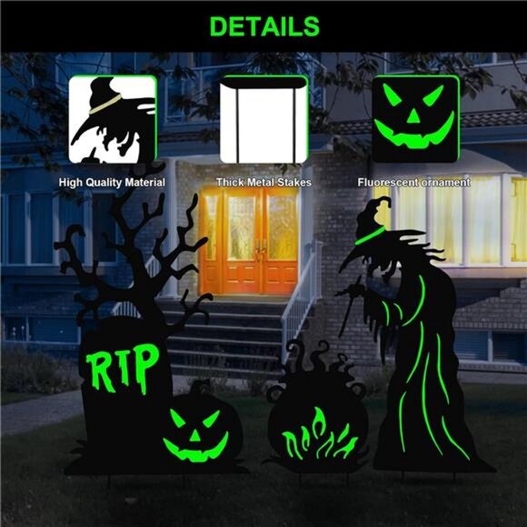 Halloween Yard Signs Outdoor Decorations，3 Pack Warerproof Scary Witch - Picture 5 of 8